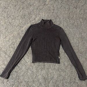 Zara Charcoal Mockneck Crop Top